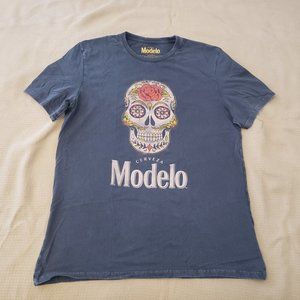 Lucky Brand Modelo Day of the Dead Dia De Los Muertos Sugar Skull Shirt Large